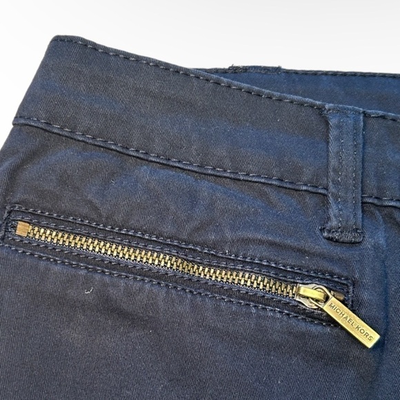MICHAEL KORS NAVY BLUE STRAIGHT LEG SLACKS WITH GOLD ZIPPER ANKLE ACCENT, SZ 12 - Picture 4 of 9